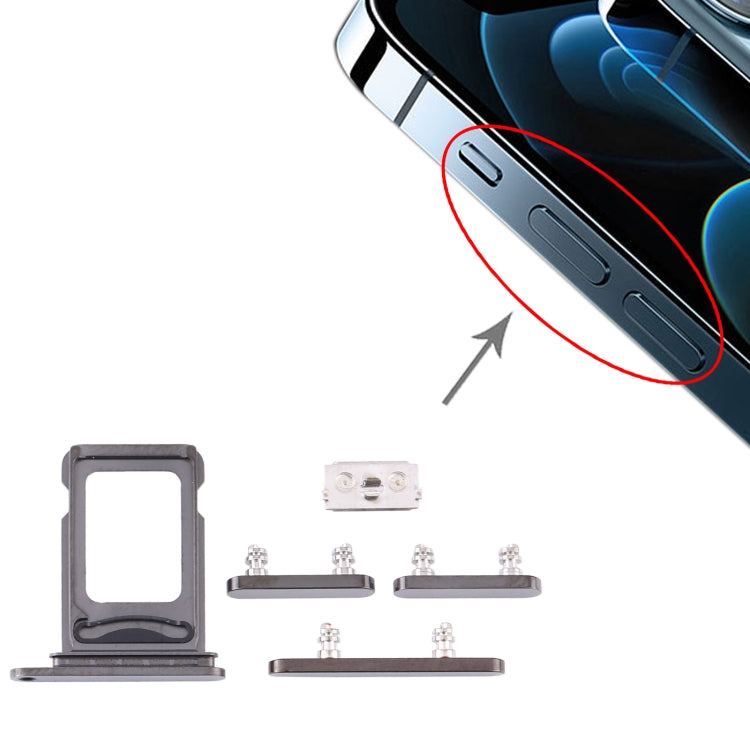 SIM Card Tray + SIM Card Tray + Side Keys for iPhone 12 Pro(Graphite) - Metal Parts by PMc TechLife | Online Shopping South Africa | PMc TechLife | Buy Now Pay Later Mobicred