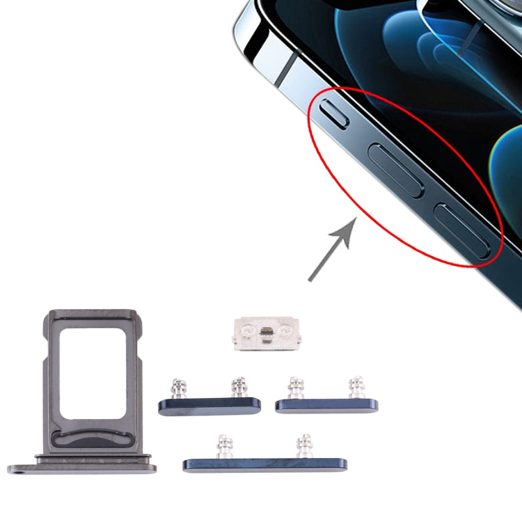 SIM Card Tray + SIM Card Tray + Side Keys for iPhone 12 Pro(Blue) - Metal Parts by PMc TechLife | Online Shopping South Africa | PMc TechLife | Buy Now Pay Later Mobicred
