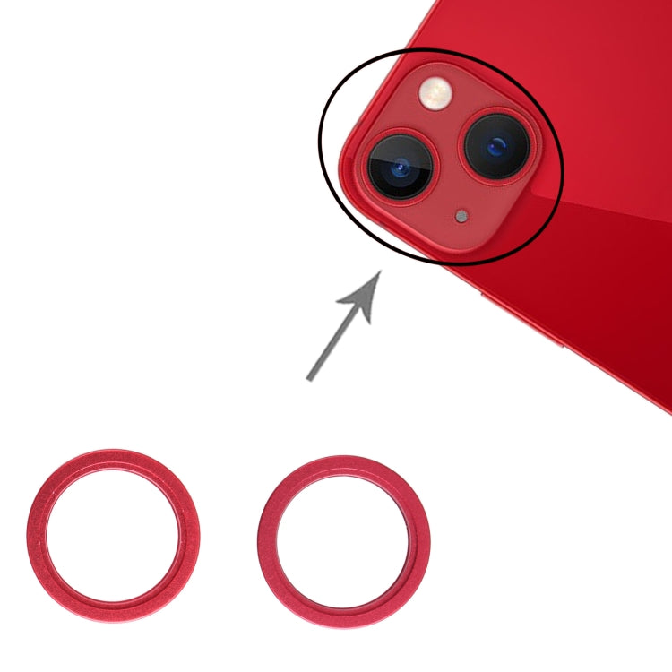 2 PCS Rear Camera Glass Lens Metal Outside Protector Hoop Ring for iPhone 13 mini(Red) - Camera Series by PMc TechLife | Online Shopping South Africa | PMc TechLife | Buy Now Pay Later Mobicred