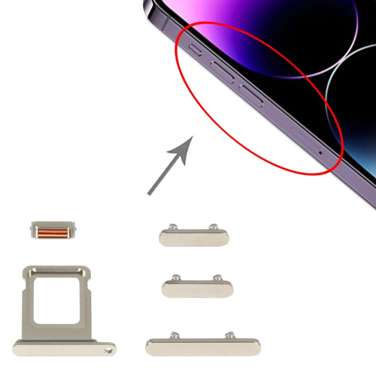 SIM Card Tray + Side Keys for iPhone 14 Pro(Gold) - free shipping - PMC TechLife - Order now!