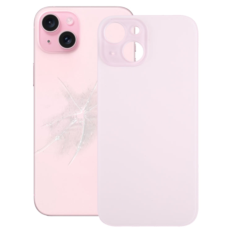 For iPhone 15 Easy Replacement Big Camera Hole Glass Back Battery Cover(Pink) - Back Cover by PMC TechLife | Online Shopping South Africa | PMC TechLife | Buy Now Pay Later Mobicred