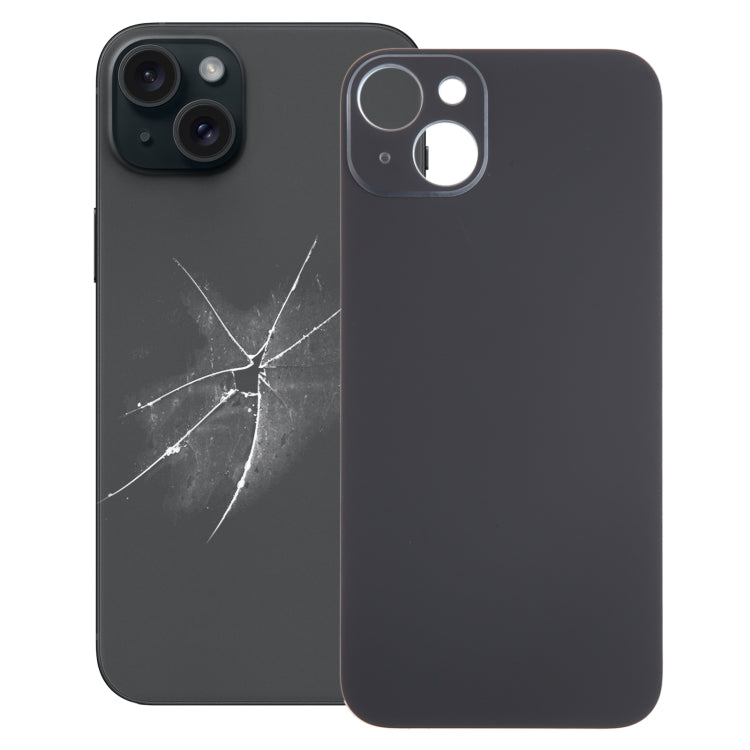 For iPhone 15 Plus Easy Replacement Big Camera Hole Glass Back Battery Cover(Black) - Back Cover by PMC TechLife | Online Shopping South Africa | PMC TechLife | Buy Now Pay Later Mobicred