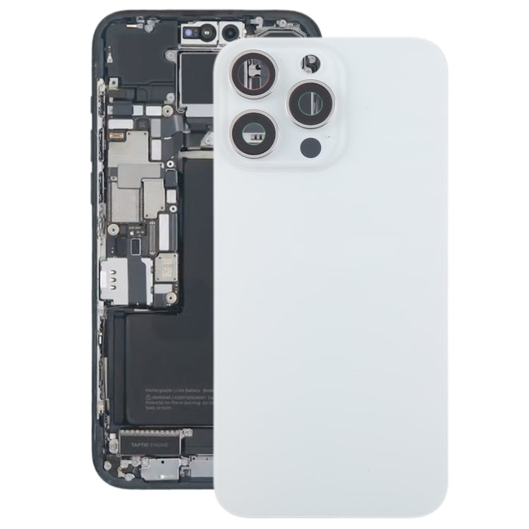 For iPhone 15 Pro Max Glass Battery Back Cover with Camera Lens Cover(White) - free shipping - PMC TechLife - Order now!