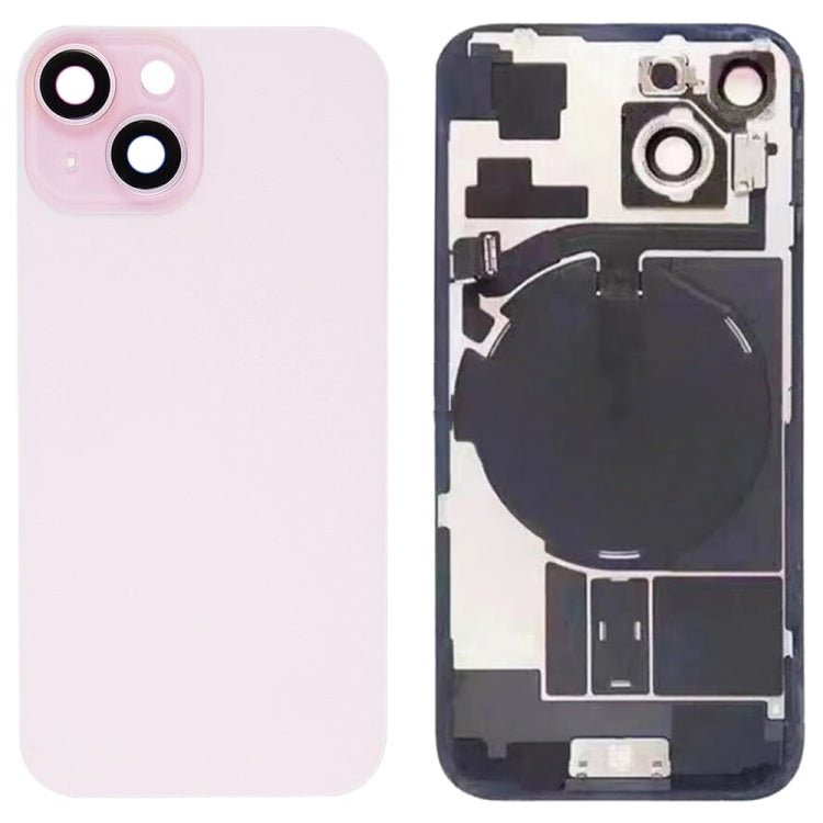 For iPhone 15 Glass Battery Back Cover with Flash Bracket + Wireless Charging Module(Pink) - free shipping - PMC Jewellery - Order now!