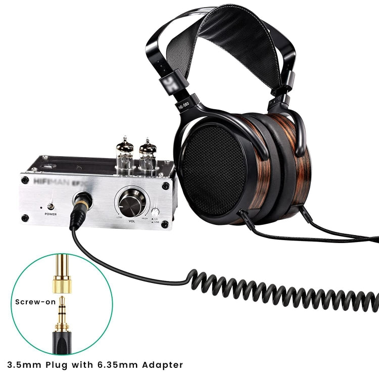 ZS0227 Headphone Dual 3.5mm Spring Audio Cable for Denon AH-D7100 7200 D600 D9200 5200 (Black) - Headset Accessories by PMC Jewellery | Online Shopping South Africa | PMC Jewellery | Buy Now Pay Later Mobicred