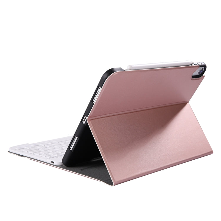 A11B Bluetooth 3.0 Ultra-thin ABS Detachable Bluetooth Keyboard Leather Tablet Case for iPad Air 4 / Air 5 / Pro 11 inch 2022 / 2021 / 2020 / 2018, with Pen Slot & Holder (Rose Gold) - For iPad Pro by PMC Jewellery | Online Shopping South Africa | PMC Jewellery | Buy Now Pay Later Mobicred