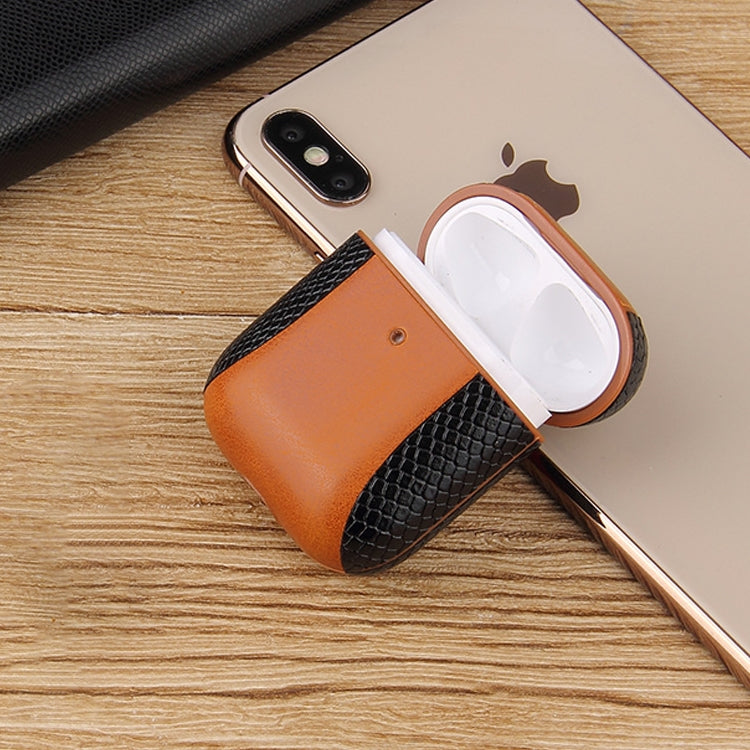 Colour-matching Flip-over Leather Earphones Shockproof Protective Case for Apple AirPods 1 / 2(Brown) - free shipping - PMC TechLife - Order now!