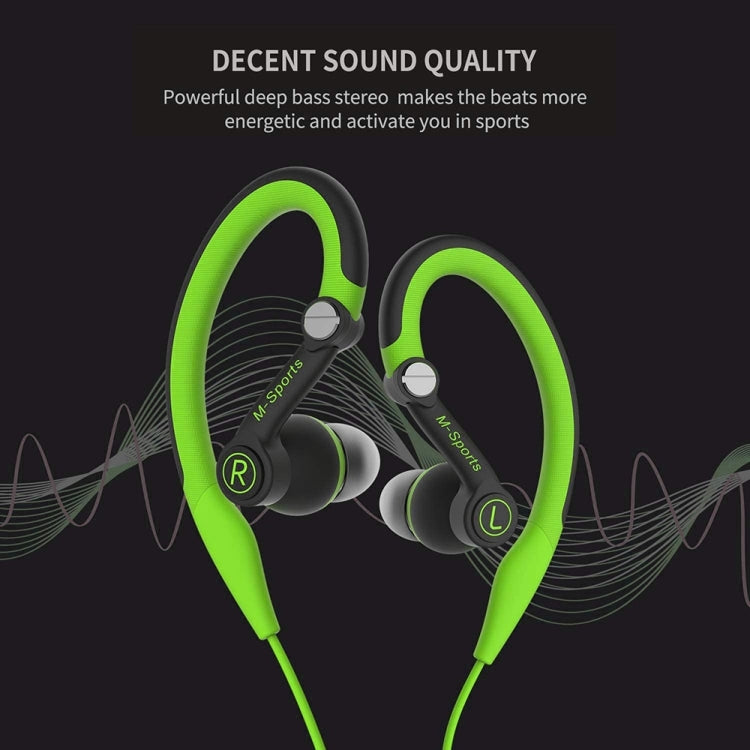 Mucro MB-232 Running In-Ear Sport Earhook Wired Stereo Headphones for Jogging Gym(Green) - Sport Earphone by Mucro | Online Shopping South Africa | PMC TechLife | Buy Now Pay Later Mobicred