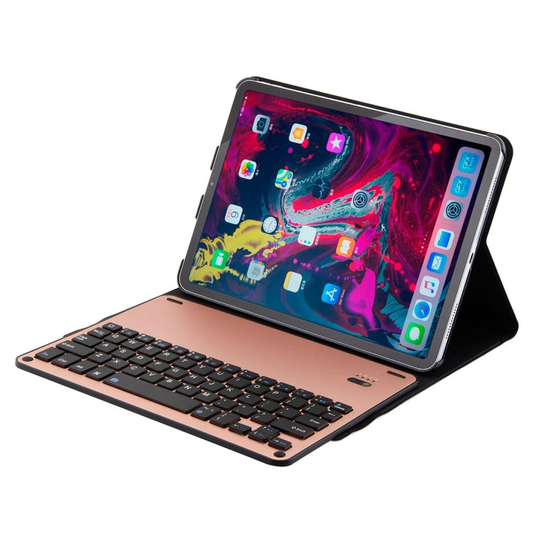1139B Detachable Bluetooth 3.0 Aluminum Alloy Keyboard + Lambskin Texture Leather Tablet Case for iPad Pro 11 inch (2018), with Three-gear Adjustment / Magnetic / Sleep Function (Pink) - For iPad Pro by PMC TechLife | Online Shopping South Africa | PMC TechLife | Buy Now Pay Later Mobicred