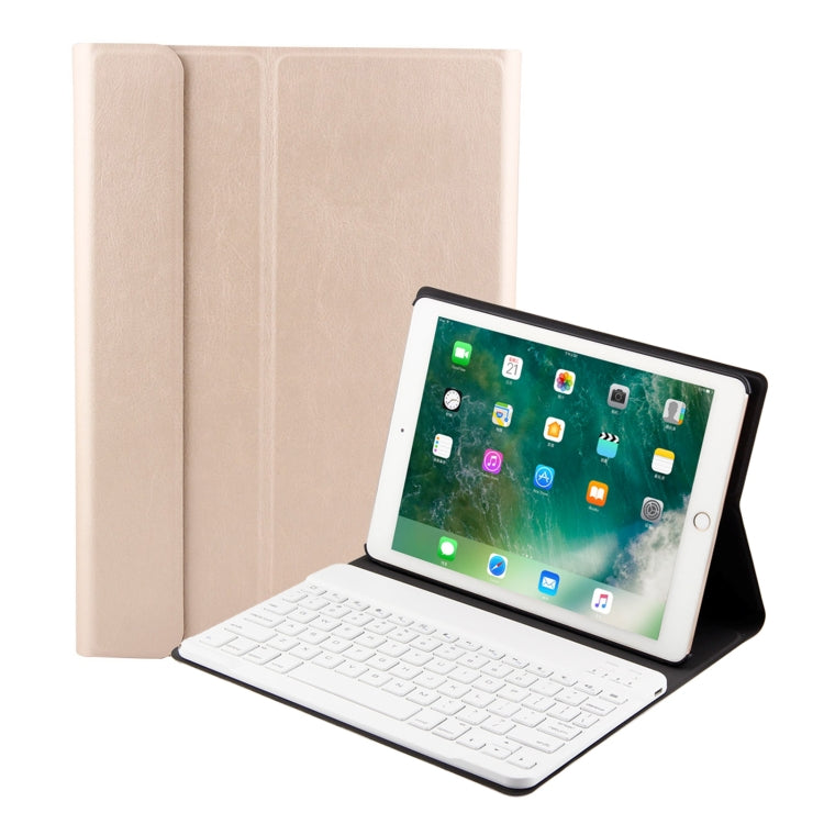 FT-1030 Bluetooth 3.0 ABS Brushed Texture Keyboard + Skin Texture Leather Tablet Case for iPad Air / Air 2 / iPad Pro 9.7 inch, with Three-gear Angle Adjustment / Magnetic / Sleep Function (Gold) - free shipping - PMC TechLife - Order now!