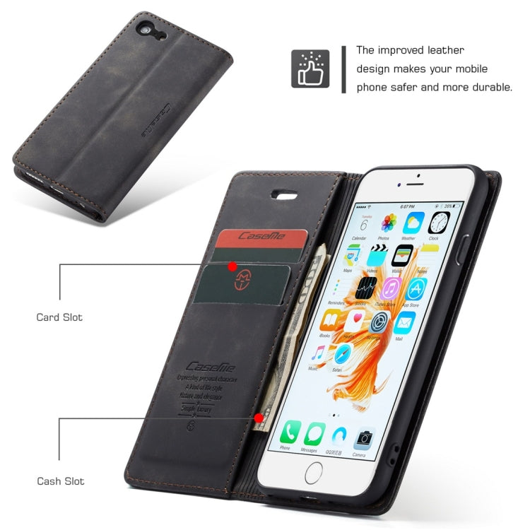 CaseMe-013 Multifunctional Retro Frosted Horizontal Flip Leather Case for iPhone 6 / 6s, with Card Slot & Holder & Wallet(Black) - free shipping - PMC Jewellery - Order now!