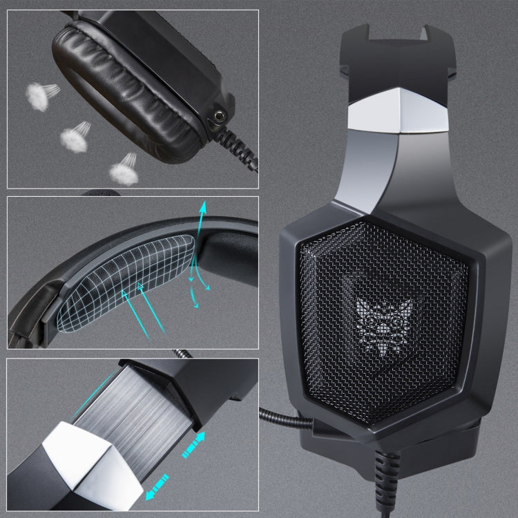ONIKUMA K8 Over Ear Bass Stereo Surround Gaming Headphone with Microphone & RGB Color Changing Lights(Black) - free shipping - PMC Jewellery - Order now!