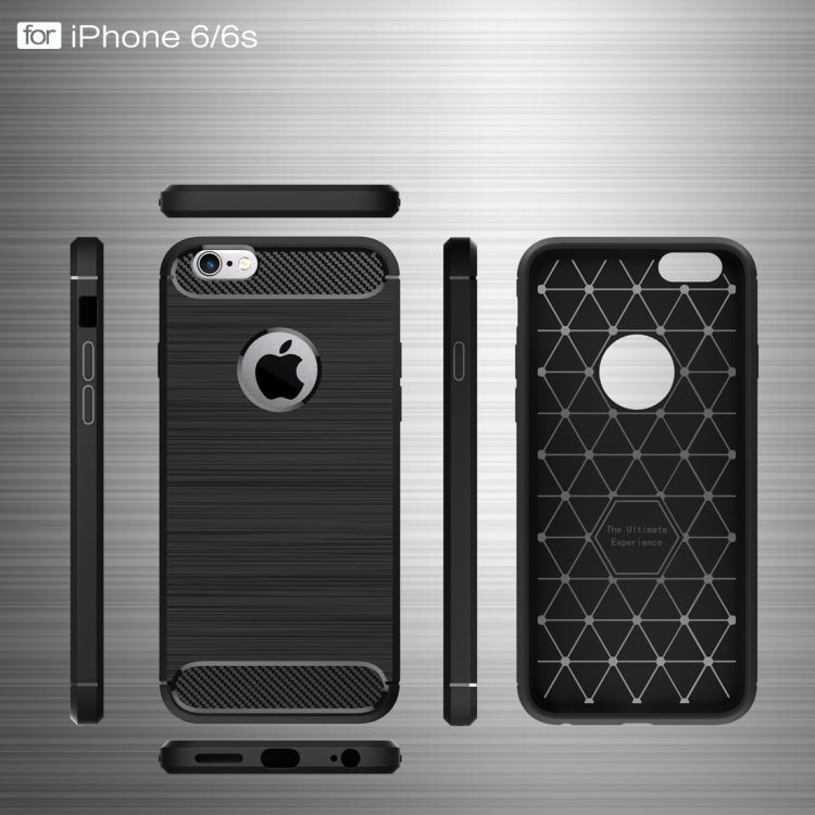 For iPhone 6 Plus & 6s Plus Brushed Texture Fiber TPU Rugged Armor Protective Case(Black) - More iPhone Cases by PMC TechLife | Online Shopping South Africa | PMC TechLife | Buy Now Pay Later Mobicred