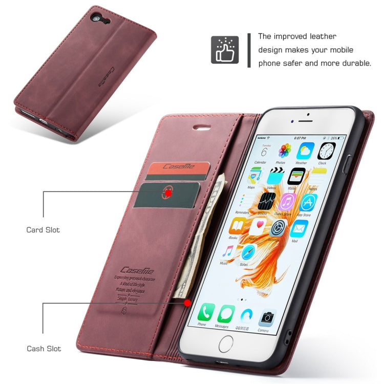 CaseMe-013 Multifunctional Retro Frosted Horizontal Flip Leather Case for iPhone 6 Plus / 6s Plus, with Card Slot & Holder & Wallet(Wine Red) - More iPhone Cases by CaseMe | Online Shopping South Africa | PMC Jewellery | Buy Now Pay Later Mobicred