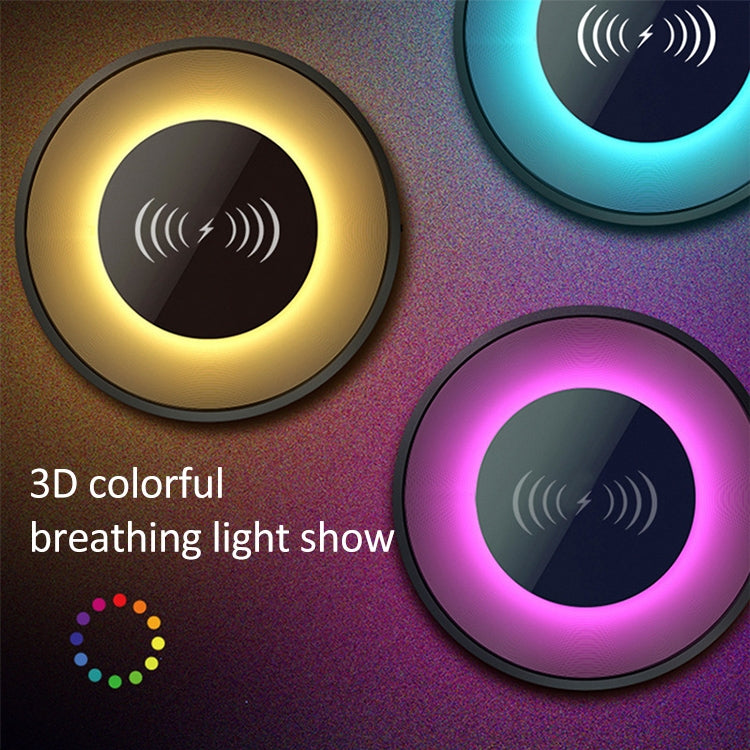 NewRixing NR-3500 Multi-function Atmosphere Light Wireless Charging Bluetooth Speaker with Hands-free Call Function, Support TF Card & USB & FM & AUX (Blue) - free shipping - PMC Jewellery - Order now!