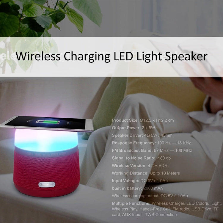 NewRixing NR-3500 Multi-function Atmosphere Light Wireless Charging Bluetooth Speaker with Hands-free Call Function, Support TF Card & USB & FM & AUX (Blue) - free shipping - PMC Jewellery - Order now!