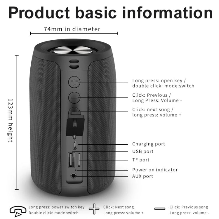 ZEALOT S32 5W HiFi Bass Wireless Bluetooth Speaker, Support Hands-free / USB / AUX(Black) - Desktop Speaker by ZEALOT | Online Shopping South Africa | PMC TechLife | Buy Now Pay Later Mobicred