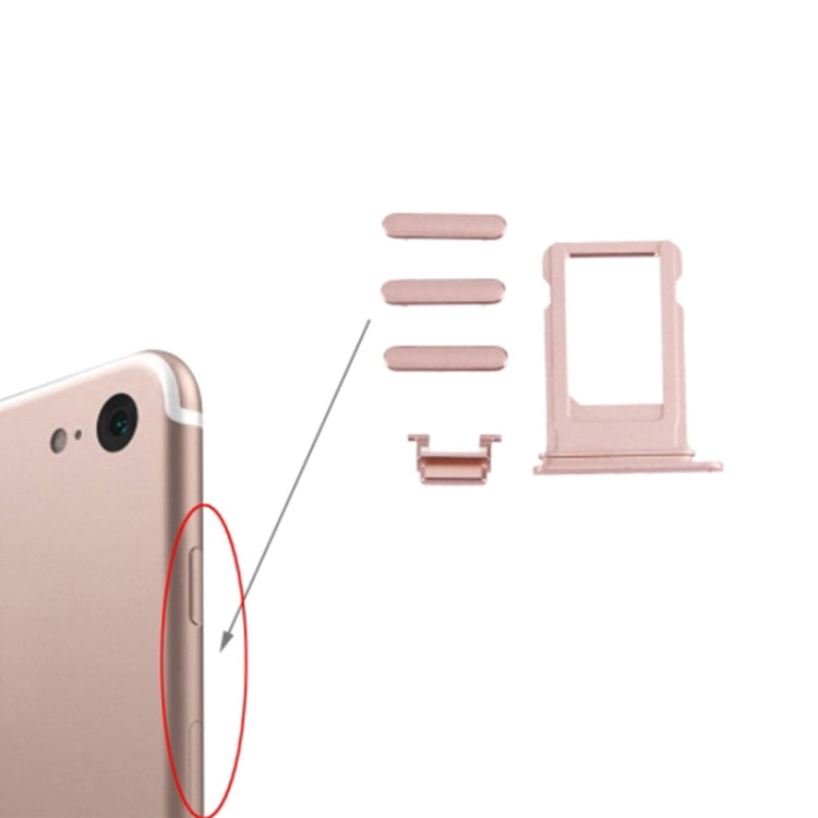 Card Tray + Volume Control Key + Power Button + Mute Switch Vibrator Key for iPhone 7(Rose Gold) - iPhone 7 Parts by PMc TechLife | Online Shopping South Africa | PMc TechLife | Buy Now Pay Later Mobicred