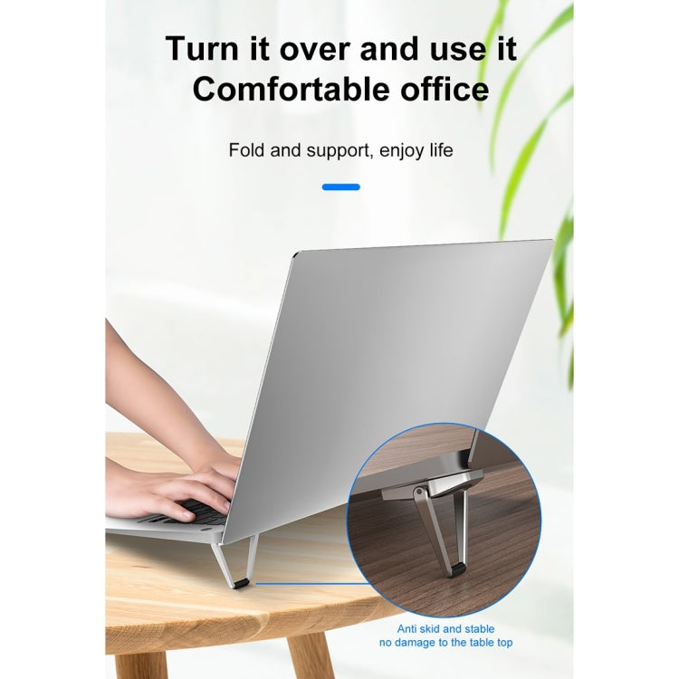 20 PCS R-JUST BJ01 Universal Stickable Shield Shape Laptop Foldable Stand(Silver) - free shipping - PMC TechLife - Order now!