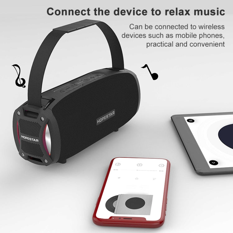 HOPESTAR H24 Pro TWS Portable Outdoor Waterproof Woven Textured Bluetooth Speaker with Rhythm Light, Support Hands-free Call & U Disk & TF Card & 3.5mm AUX & FM (Grey) - free shipping - PMC Jewellery - Order now!