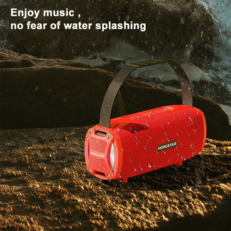 HOPESTAR H24 Pro TWS Portable Outdoor Waterproof Woven Textured Bluetooth Speaker with Rhythm Light, Support Hands-free Call & U Disk & TF Card & 3.5mm AUX & FM (Red) - free shipping - PMC Jewellery - Order now!