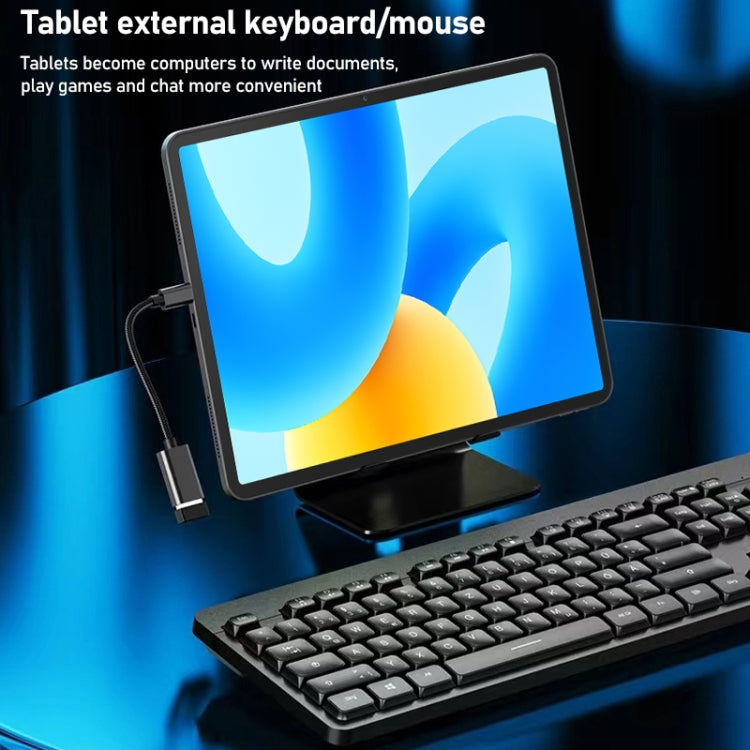 8.3cm USB Female to Type-C Male Metal Wire OTG Cable Charging Data Cable(Black) - OTG Adapter by PMC TechLife | Online Shopping South Africa | PMC TechLife | Buy Now Pay Later Mobicred