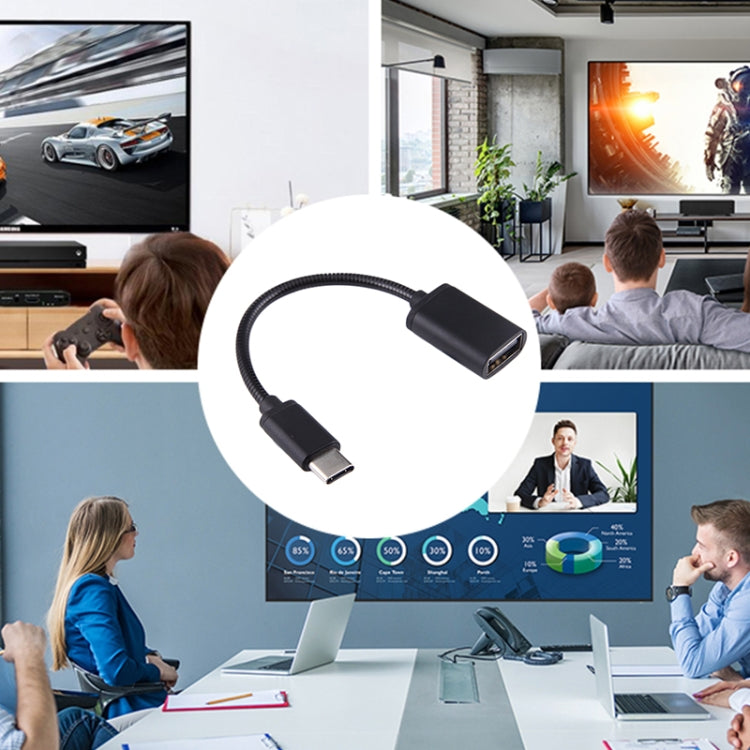 8.3cm USB Female to Type-C Male Metal Wire OTG Cable Charging Data Cable(Silver) - OTG Adapter by PMC TechLife | Online Shopping South Africa | PMC TechLife | Buy Now Pay Later Mobicred