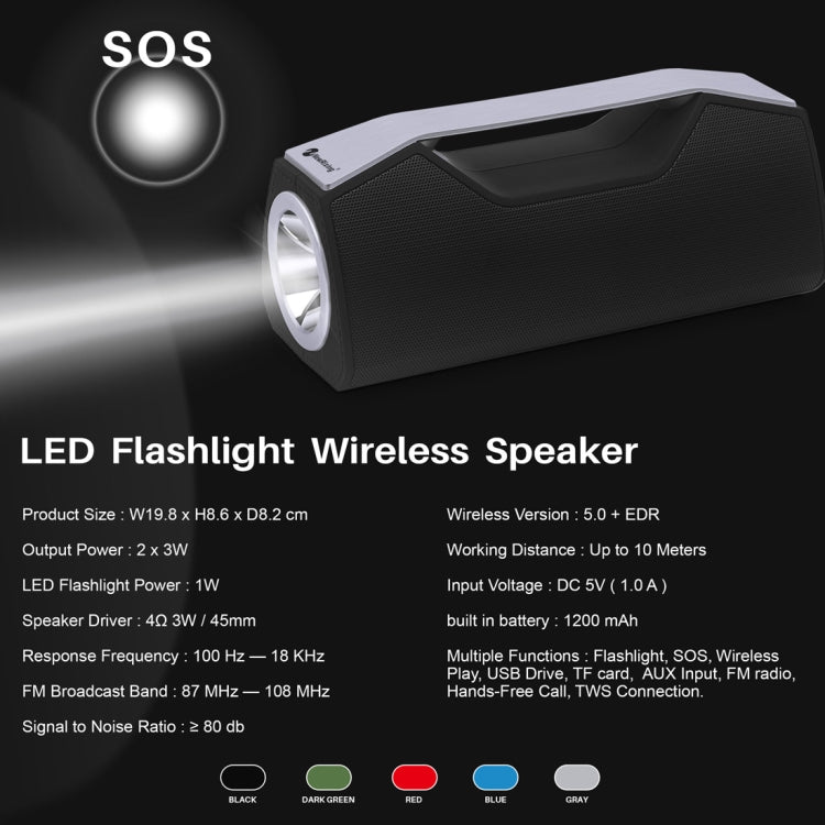 NewRixing NR-2028 Portable Lighting Wireless Bluetooth Stereo Speaker Support TWS Function Speaker (Blue) - free shipping - PMC Jewellery - Order now!