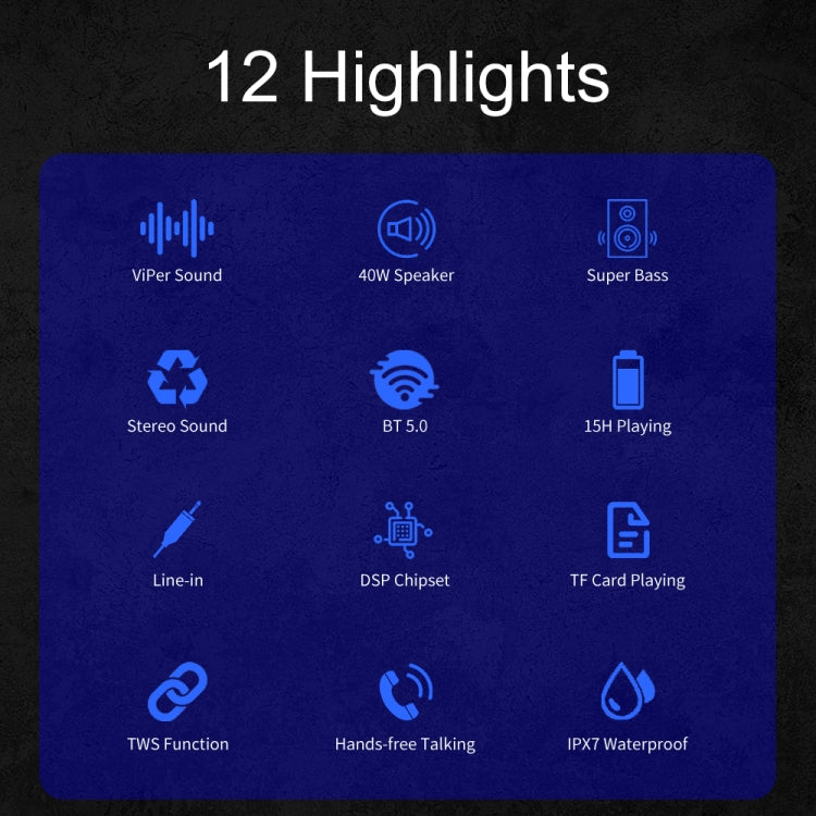 XDOBO Wake 1983 IPX7 Waterproof Portable Outdoor Wireless Bluetooth Speaker (Black) - free shipping - PMC Jewellery - Order now!