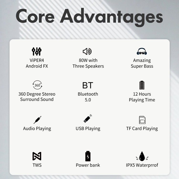 XDOBO X8 Plus 80W Wireless Bluetooth Speaker Outdoor Subwoofer Support TWS & TF Card & U Disk (Black) - free shipping - PMC Jewellery - Order now!