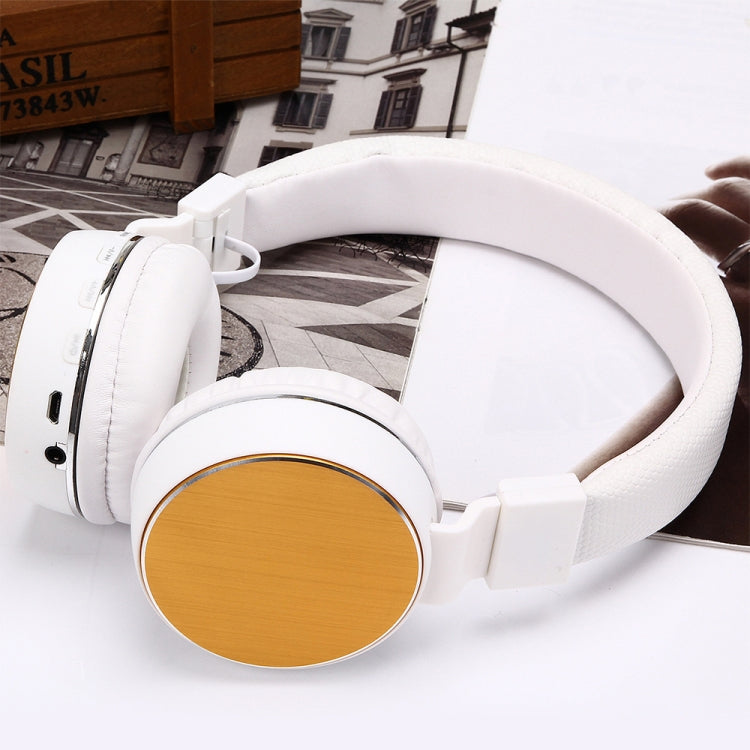 SH-16 Headband Folding Stereo Wireless Bluetooth Headphone Headset, Support 3.5mm Audio & Hands-free Call & TF Card &FM, for iPhone, iPad, iPod, Samsung, HTC, Sony, Huawei, Xiaomi and other Audio Devices(Gold) - Headset & Headphone by PMC TechLife | Online Shopping South Africa | PMC TechLife | Buy Now Pay Later Mobicred