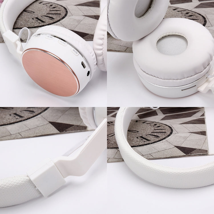 SH-16 Headband Folding Stereo Wireless Bluetooth Headphone Headset, Support 3.5mm Audio & Hands-free Call & TF Card &FM, for iPhone, iPad, iPod, Samsung, HTC, Sony, Huawei, Xiaomi and other Audio Devices(Gold) - Headset & Headphone by PMC TechLife | Online Shopping South Africa | PMC TechLife | Buy Now Pay Later Mobicred