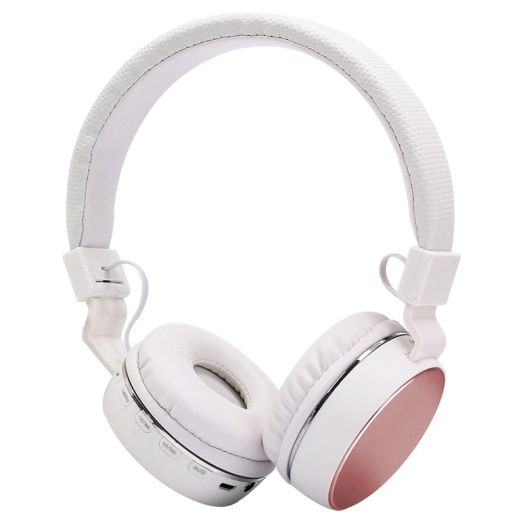 SH-16 Headband Folding Stereo Wireless Bluetooth Headphone Headset, Support 3.5mm Audio & Hands-free Call & TF Card &FM, for iPhone, iPad, iPod, Samsung, HTC, Sony, Huawei, Xiaomi and other Audio Devices(Rose Gold) - Headset & Headphone by PMC TechLife | Online Shopping South Africa | PMC TechLife | Buy Now Pay Later Mobicred
