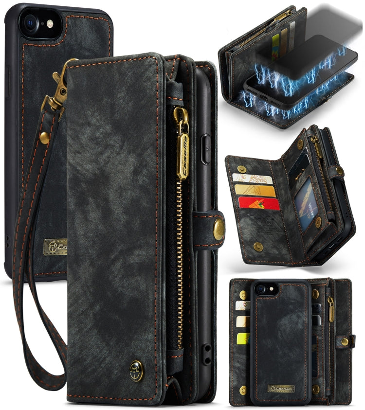CaseMe for  iPhone 8 & 7  Multifunctional Leather Billfold with Detachable Magnetic PC Back Protective Case & Holder & 10 Card Slots & 3 Cash Slots & 1 Zipper Wallet & 2 Photo Frames & 3 Magnetic Clasps(Black) - free shipping - PMC Jewellery - Order now!