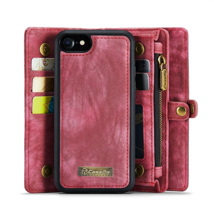 CaseMe for  iPhone 8 & 7  Multifunctional Leather Billfold with Detachable Magnetic PC Back Protective Case & Holder & 10 Card Slots & 3 Cash Slots & 1 Zipper Wallet & 2 Photo Frames & 3 Magnetic Clasps(Red) - free shipping - PMC Jewellery - Order now!