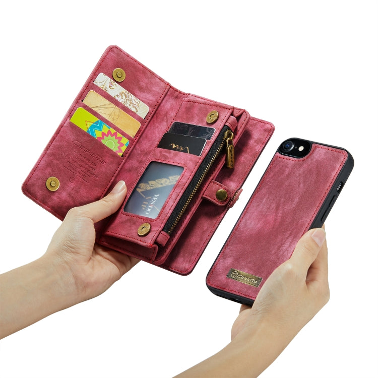 CaseMe for  iPhone 8 & 7  Multifunctional Leather Billfold with Detachable Magnetic PC Back Protective Case & Holder & 10 Card Slots & 3 Cash Slots & 1 Zipper Wallet & 2 Photo Frames & 3 Magnetic Clasps(Red) - free shipping - PMC Jewellery - Order now!