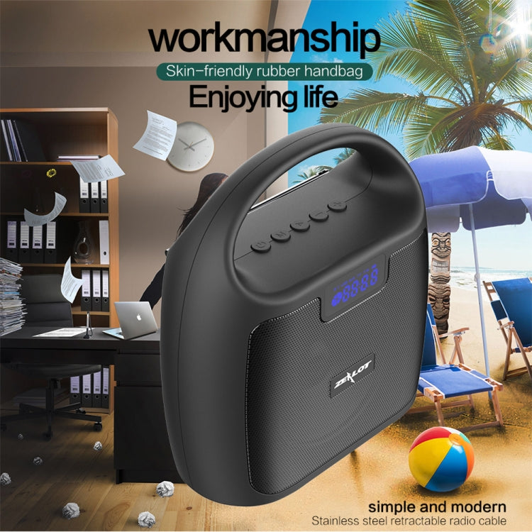 ZEALOT S42 Portable FM Radio Wireless Bluetooth Speaker with Built-in Mic, Support Hands-Free Call & TF Card & AUX (Black) - free shipping - PMC Jewellery - Order now!