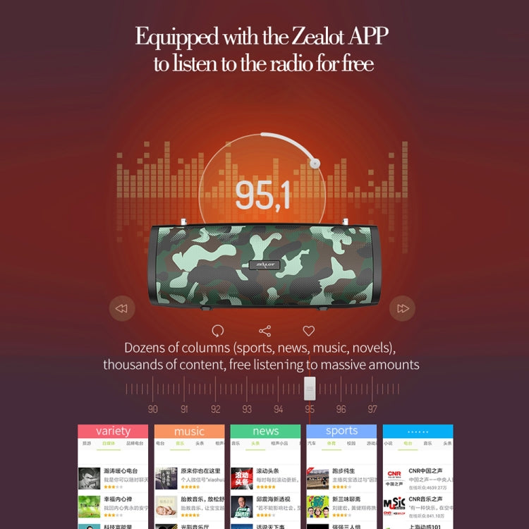 ZEALOT S38 Portable Subwoofer Wireless Bluetooth Speaker with Built-in Mic, Support Hands-Free Call & TF Card & AUX (Lake Blue) - free shipping - PMC Jewellery - Order now!