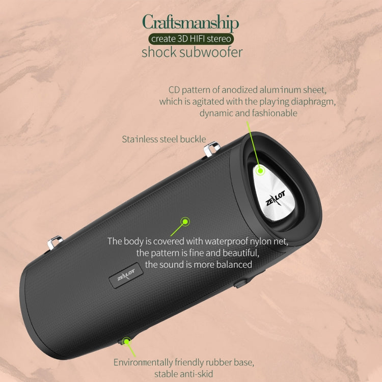 ZEALOT S38 Portable Subwoofer Wireless Bluetooth Speaker with Built-in Mic, Support Hands-Free Call & TF Card & AUX (Lake Blue) - free shipping - PMC Jewellery - Order now!