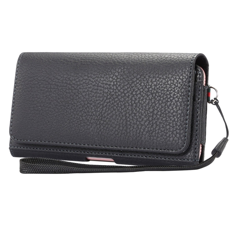 Universal Litchi Texture Vertical Flip Thwartwise PU Leather Case / Waist Bag with Back Splint & Card Slots & 15cm Lanyard for iPhone 8 Plus & 7 Plus   & 6s Plus & 6 Plus, Galaxy Note 8 & Galaxy C9 Pr ... & Mate 7 & P9 Plus, Size: 16 x 8.3 x 1.5 cm(Black) - More iPhone Cases by PMC TechLife | Online Shopping South Africa | PMC TechLife | Buy Now Pay Later Mobicred