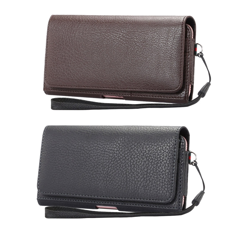 Universal Litchi Texture Vertical Flip Thwartwise PU Leather Case / Waist Bag with Back Splint & Card Slots & 15cm Lanyard for iPhone 8 Plus & 7 Plus   & 6s Plus & 6 Plus, Galaxy Note 8 & Galaxy C9 Pr ... & Mate 7 & P9 Plus, Size: 16 x 8.3 x 1.5 cm(Black) - More iPhone Cases by PMC TechLife | Online Shopping South Africa | PMC TechLife | Buy Now Pay Later Mobicred