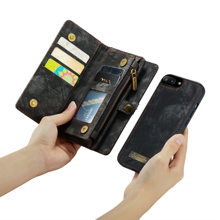 CaseMe for iPhone 8 Plus & 7 Plus   Multifunctional Leather Billfold with Detachable Magnetic PC Back Protective Case & Holder & 11 Card Slots & 3 Cash Slots & 1 Zipper Wallet & 2 Photo Frames & 3 Magnetic Clasps(Black) - free shipping - PMC Jewellery - Order now!