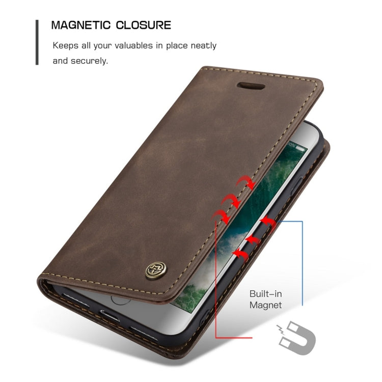 CaseMe-013 Multifunctional Retro Frosted Horizontal Flip Leather Case for iPhone 7 / 8, with Card Slot & Holder & Wallet(Coffee) - free shipping - PMC Jewellery - Order now!