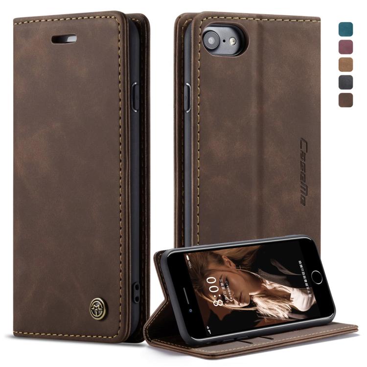 CaseMe-013 Multifunctional Retro Frosted Horizontal Flip Leather Case for iPhone 7 / 8, with Card Slot & Holder & Wallet(Coffee) - free shipping - PMC Jewellery - Order now!