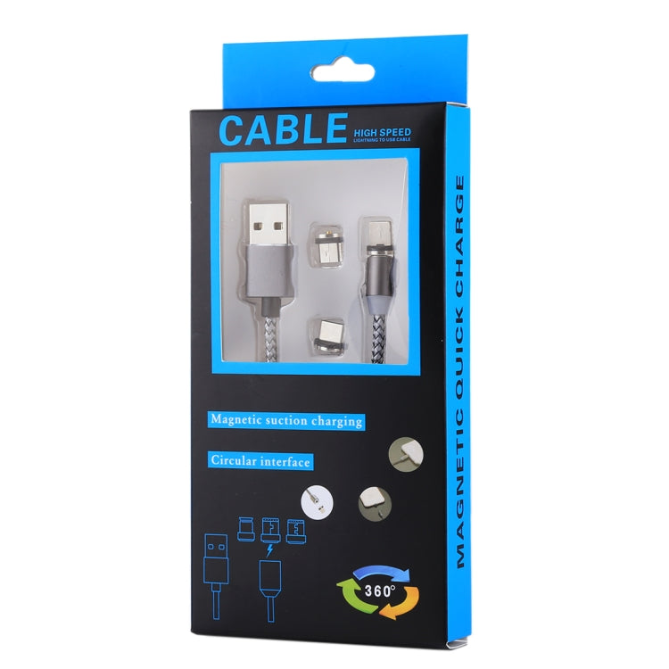 1.05m 8 Pin + Micro USB + USB-C / Type-C to USB Weave Data Sync Charging Cable with LED Indicator - free shipping - PMC Jewellery - Order now!