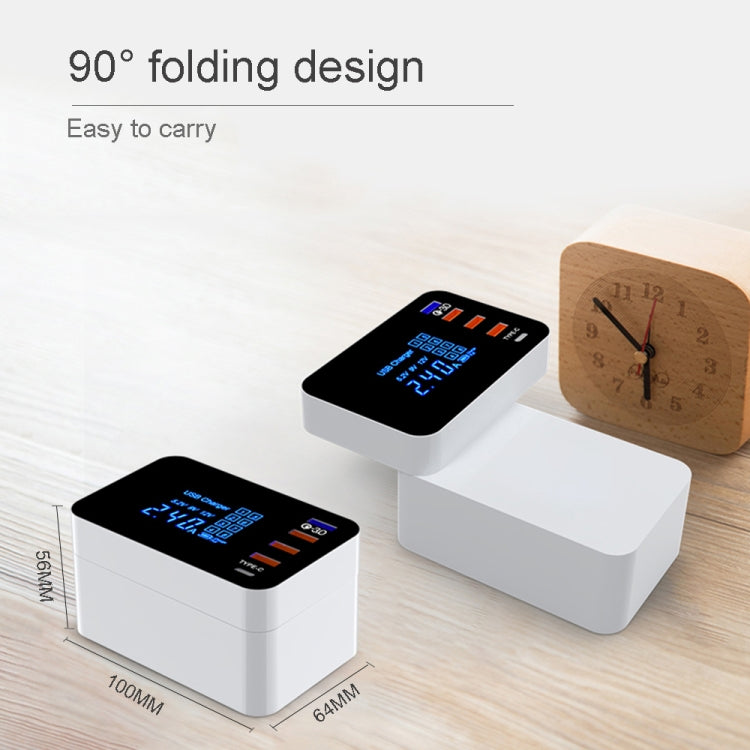 CDA33Q 40W QC 3.0 USB + 3 USB Ports + USB-C / Type-C Ports Multi-function Charger with LED Display, US Plug - free shipping - PMC Jewellery - Order now!