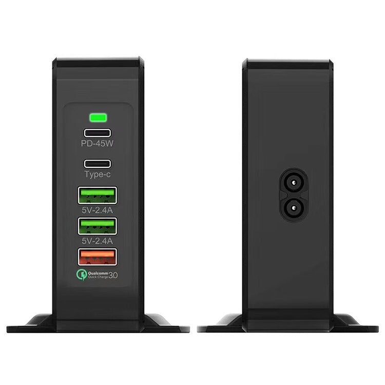 F88 3 x USB + 2 x USB-C / Type-C Ports QC3.0 Desktop Charger - free shipping - PMC Jewellery - Order now!