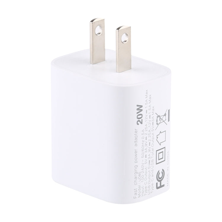 U085 20W USB + Type-C Fast Charging Travel Power Adapter, US Plug - USB Charger by PMC Jewellery | Online Shopping South Africa | PMC Jewellery | Buy Now Pay Later Mobicred