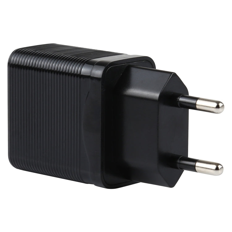 LZ-728 2 in 1 18W QC 3.0 USB Interface Travel Charger + USB to 8 Pin Data Cable Set, EU Plug, Cable Length: 1m(Black) - USB Charger by PMC Jewellery | Online Shopping South Africa | PMC Jewellery | Buy Now Pay Later Mobicred