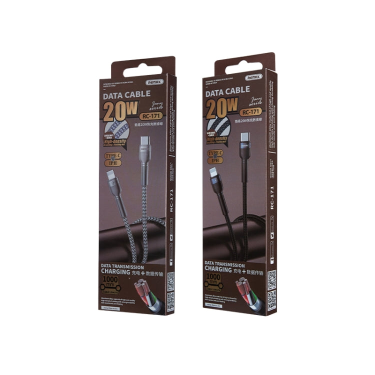 REMAX RC-171 Jany Series 1m PD20W USB to 8 Pin Aluminum Alloy Braid Fast Charging Data Cable (Black) - free shipping - PMC Jewellery - Order now!